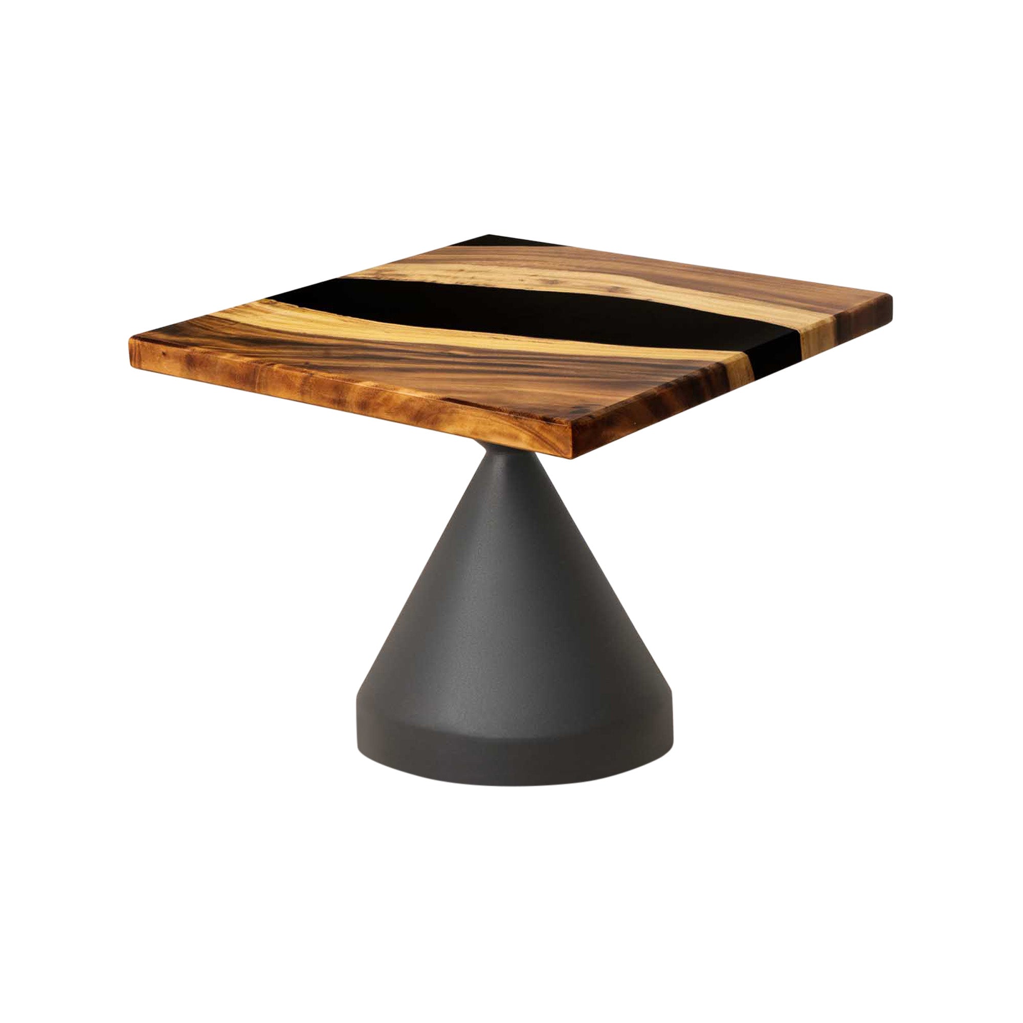 Square Handmade Wood Table with Black Epoxy 23" x 23" - SSQ23x23-223 - white background