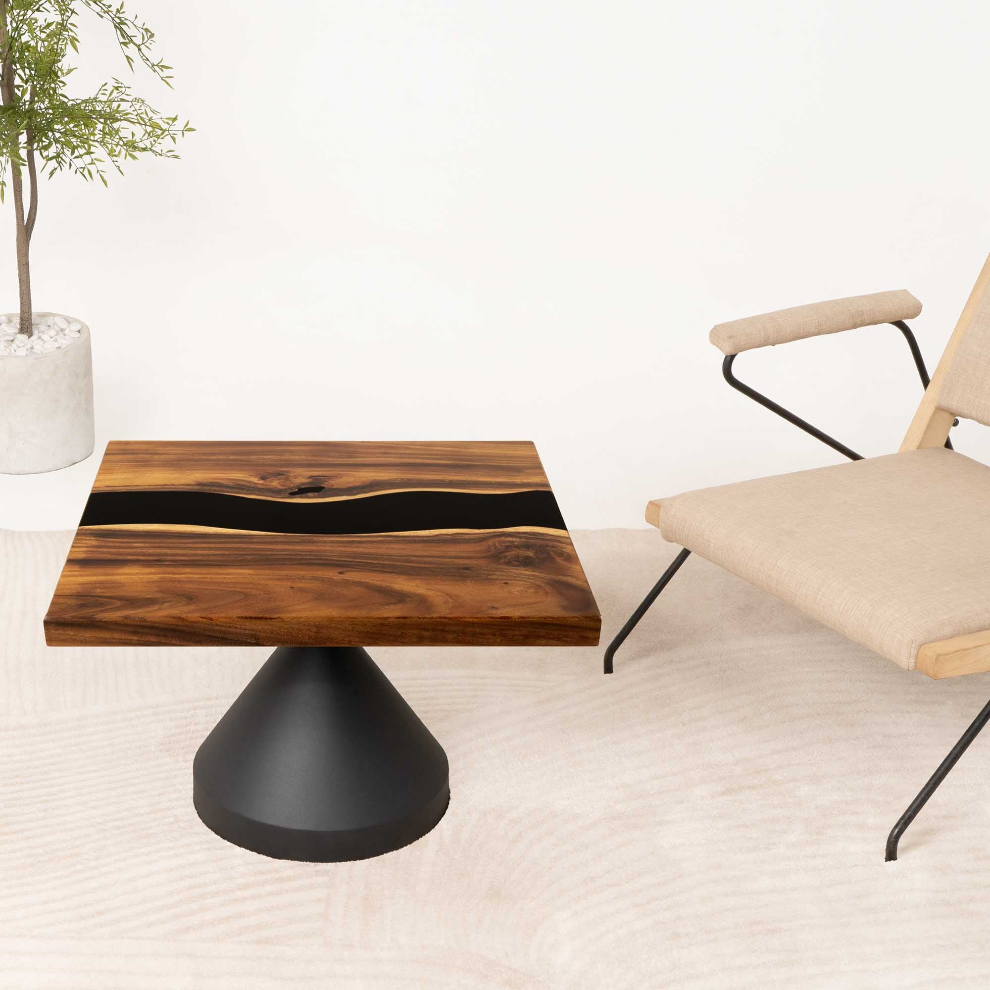 Square Black Epoxy Resin Coffee Table 29" x 29"