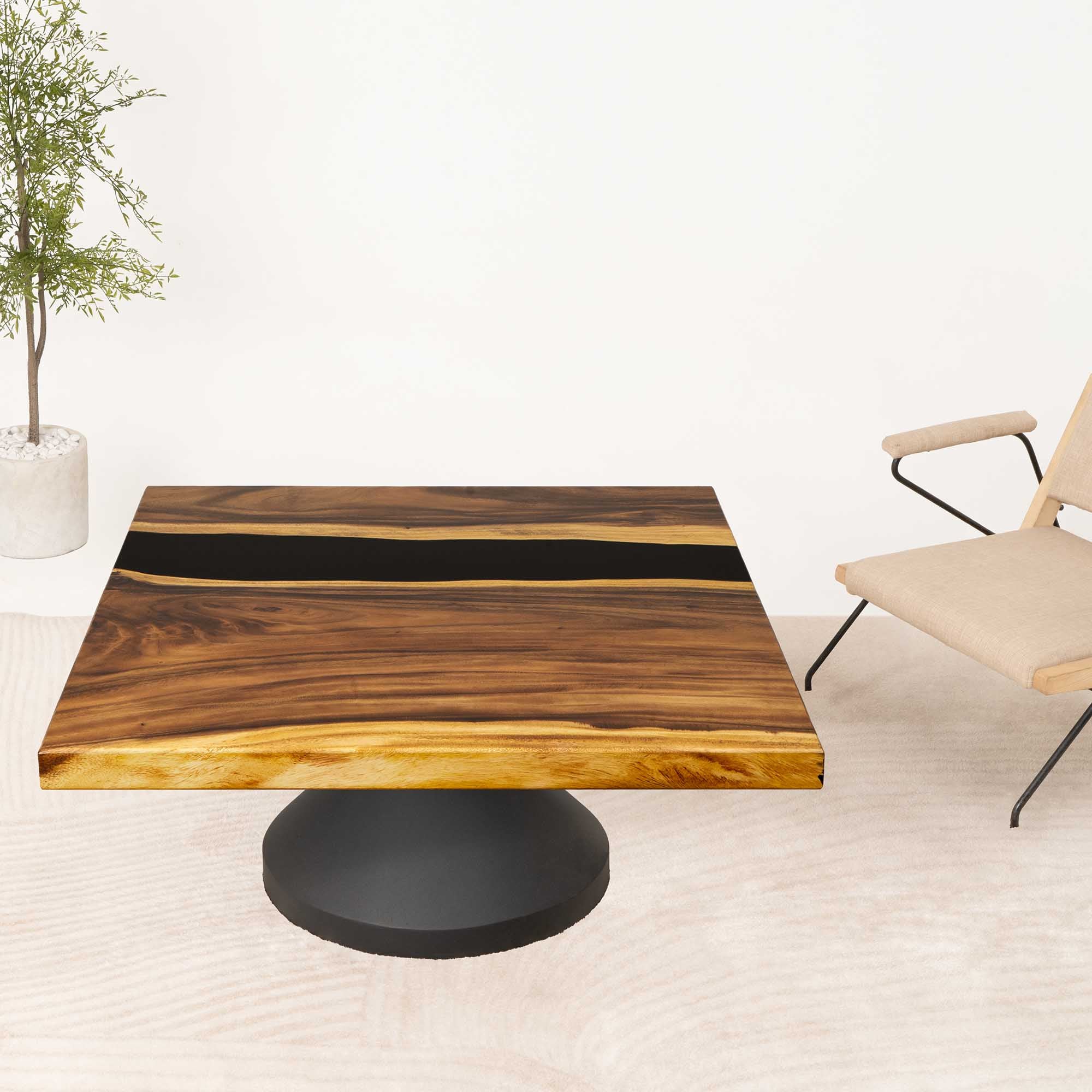 Square Black Epoxy Resin Coffee Table 41" x 41"