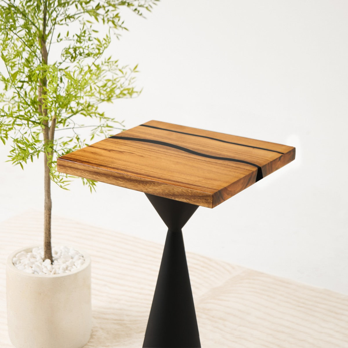 square epoxy end table 15 inches