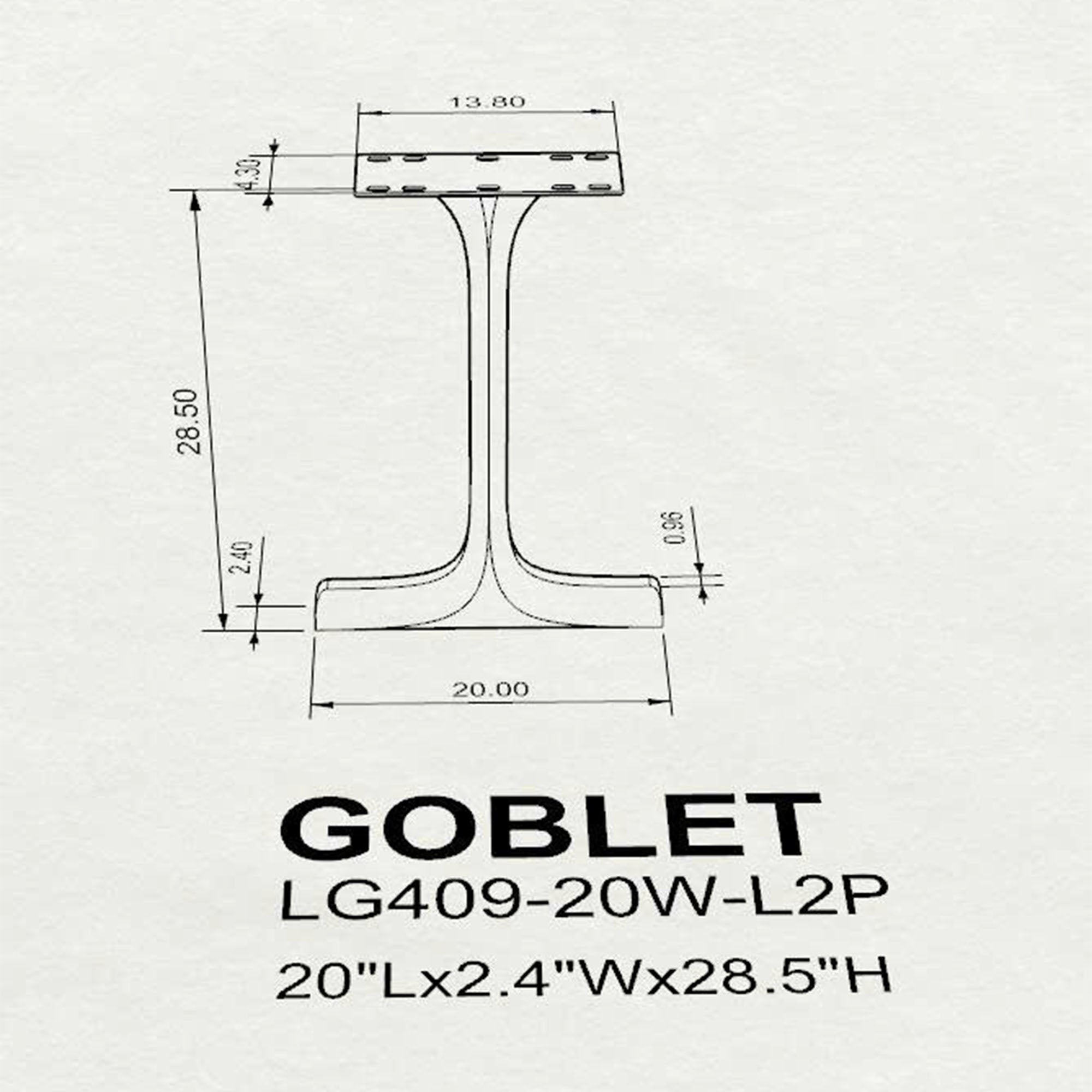Dining Table with Goblet 28.5" H Metal Table Legs - 3d drawings