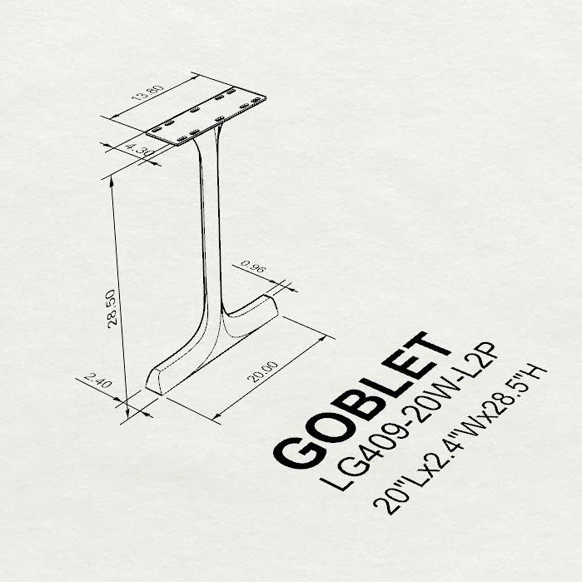 Dining Table with Goblet 28.5" H Metal Table Legs - 3d drawings