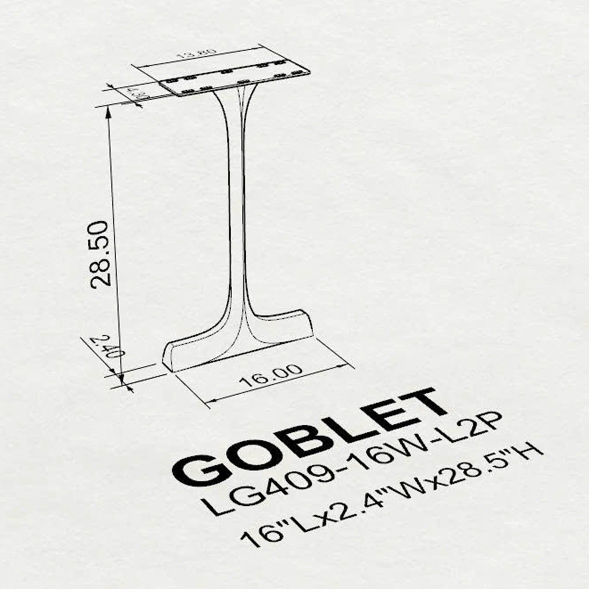 Dining Table with Goblet 28.5" H Metal Table Legs - 3d drawings