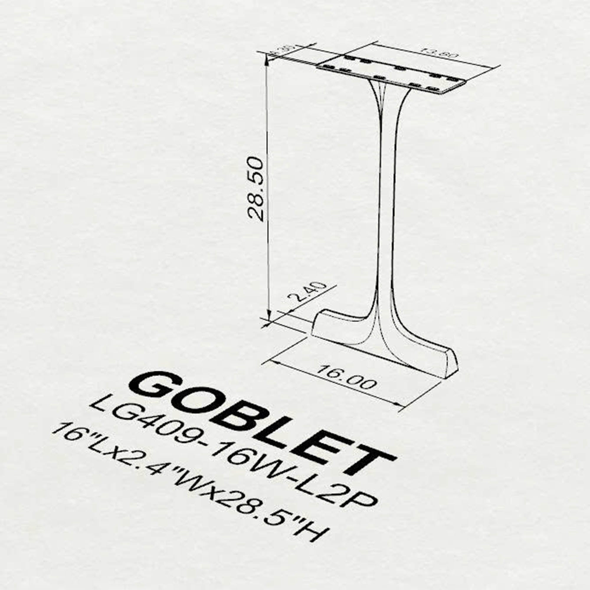 Dining Table with Goblet 28.5" H Metal Table Legs - 3d drawings