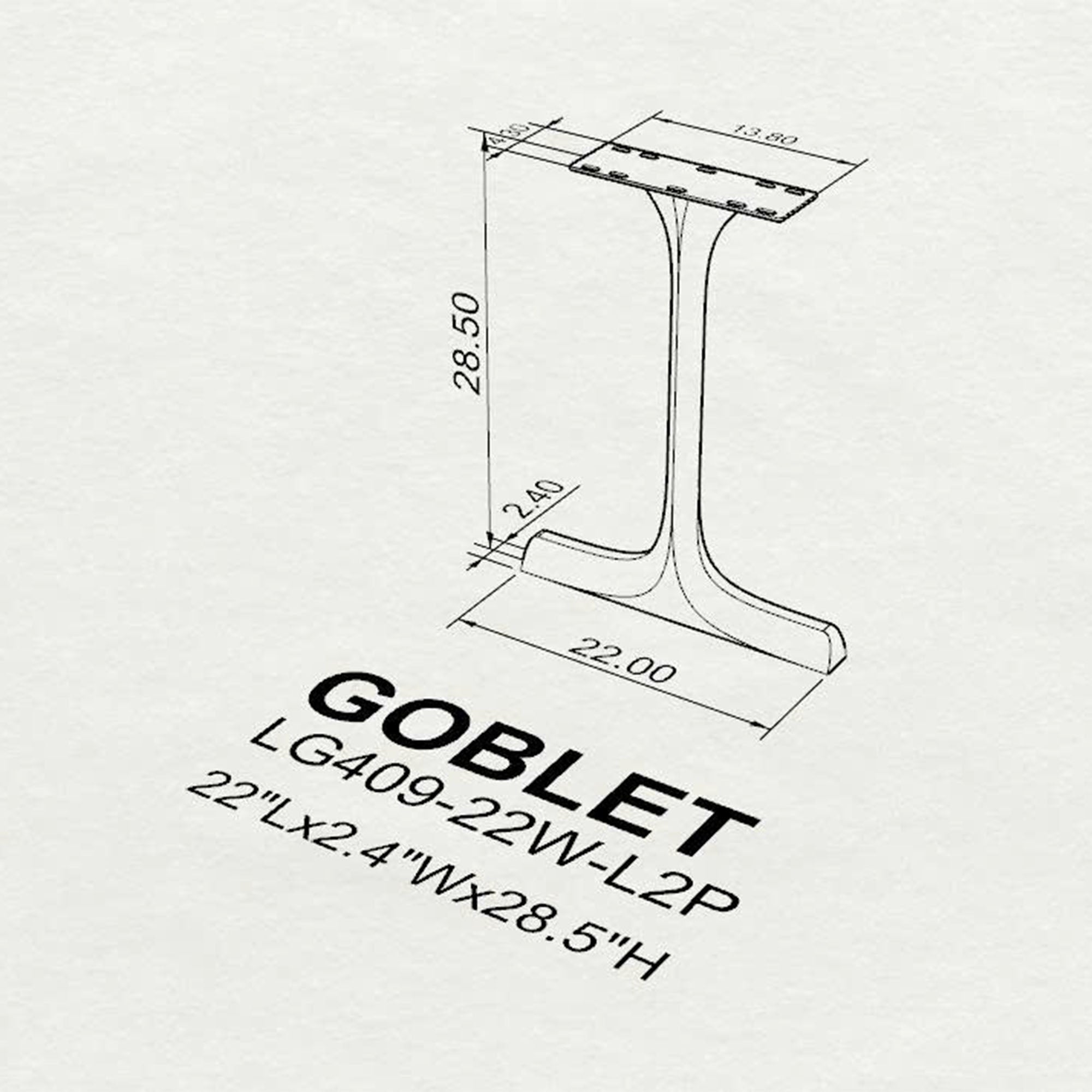 Dining Table with Goblet 28.5" H Steel Table Legs - 3D drawing