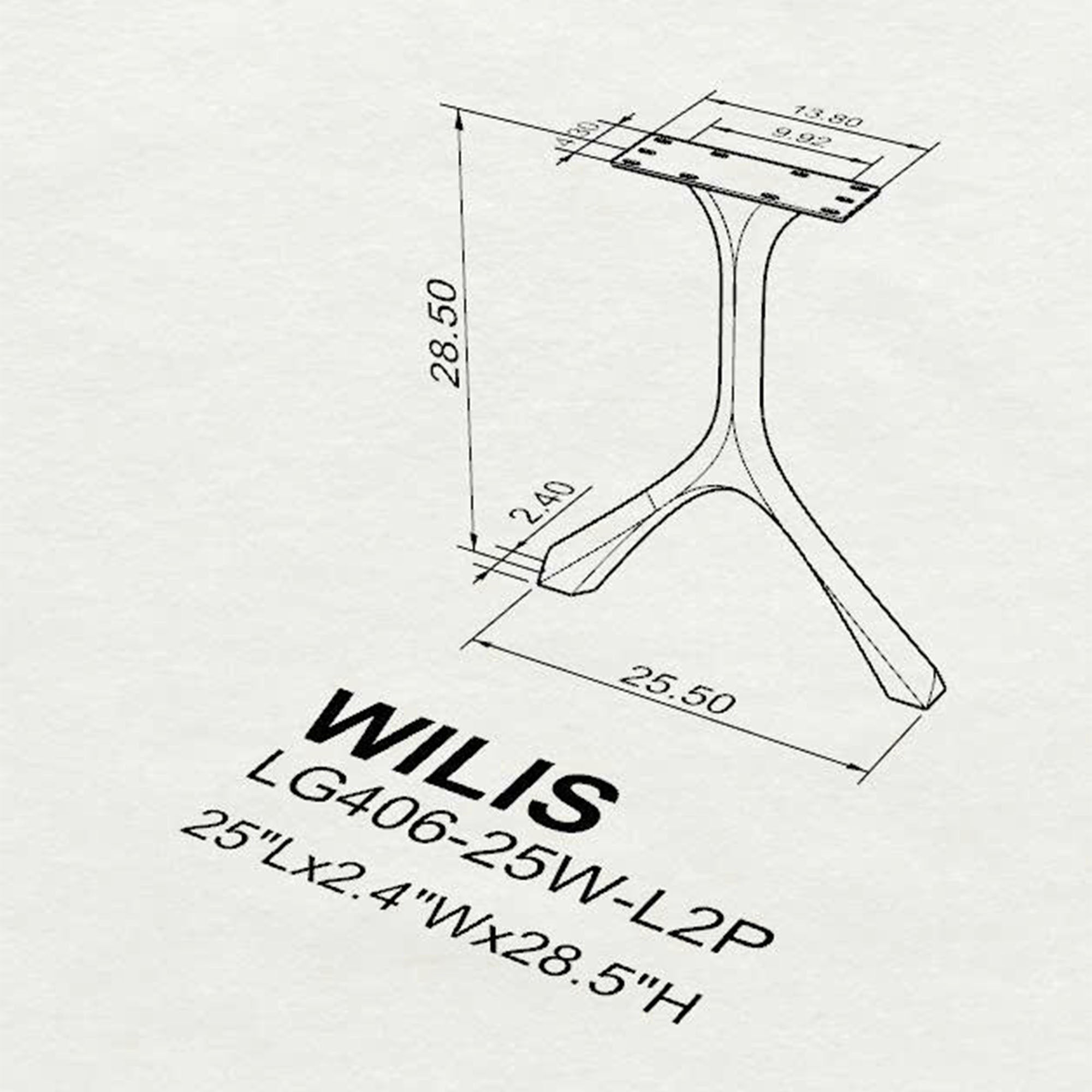 Dining Table with Wilis 28.5" H Steel Table Legs - 3d drawings