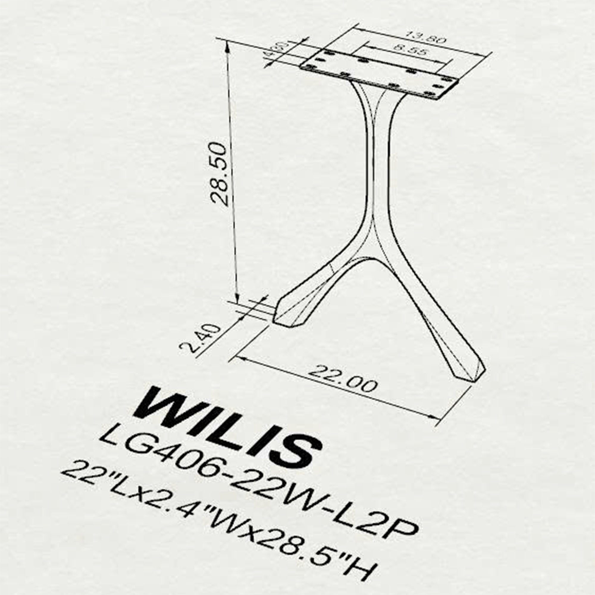 Industrial Dining Table with Wilis 28.5" H Table Legs - 3d drawings