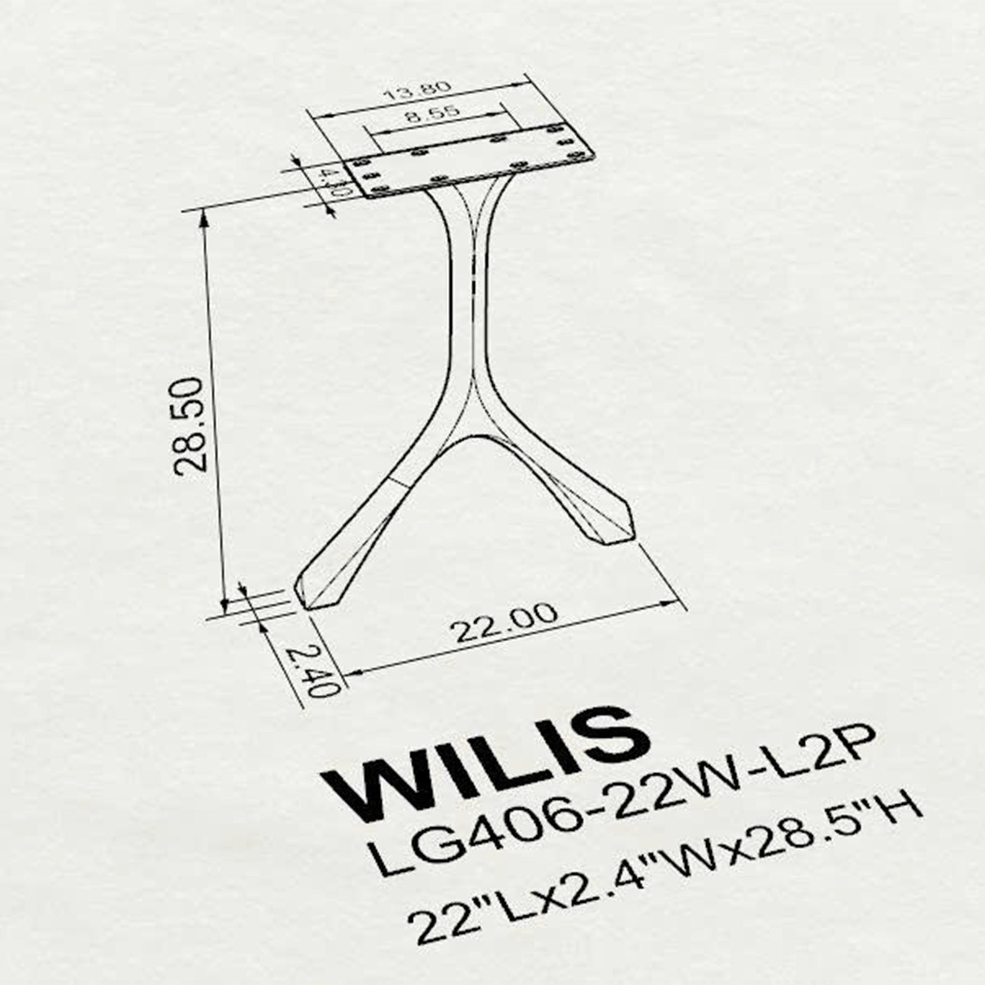 Industrial Dining Table with Wilis 28.5" H Table Legs - 3d drawings