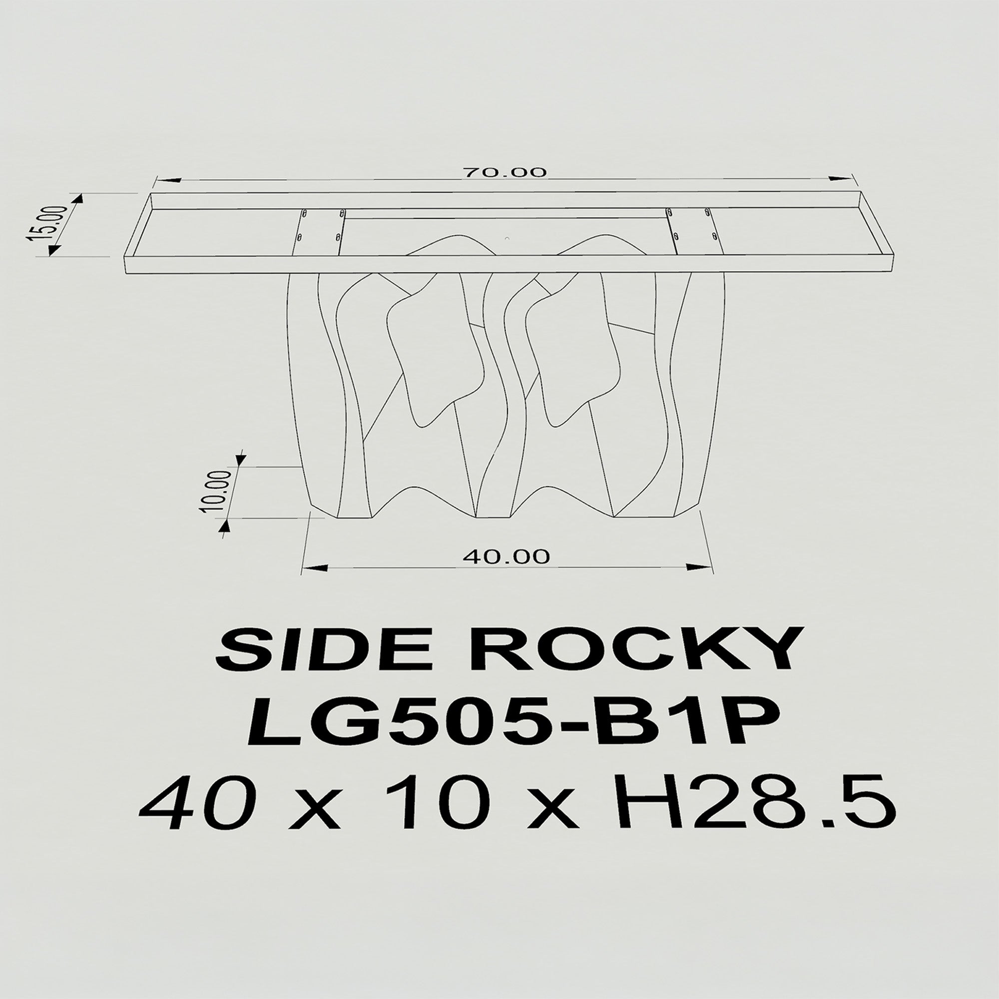 Console Table with Side-Rocky 28.5" H Steel Table Base - 3d drawings
