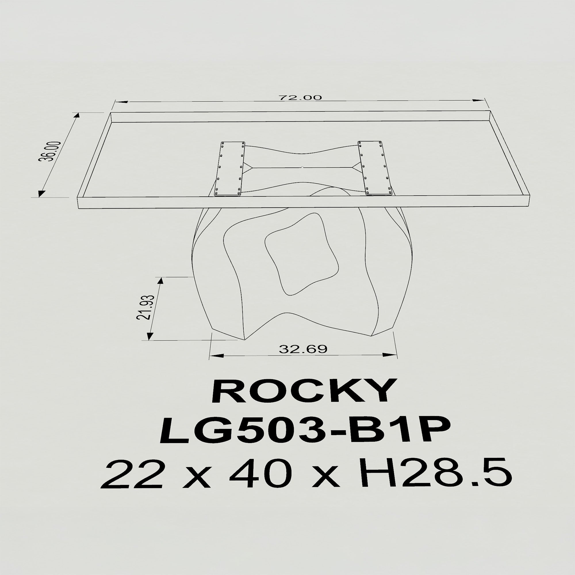 Dining Table with Rocky 28.5" H Metal Table Base - 3d drawings