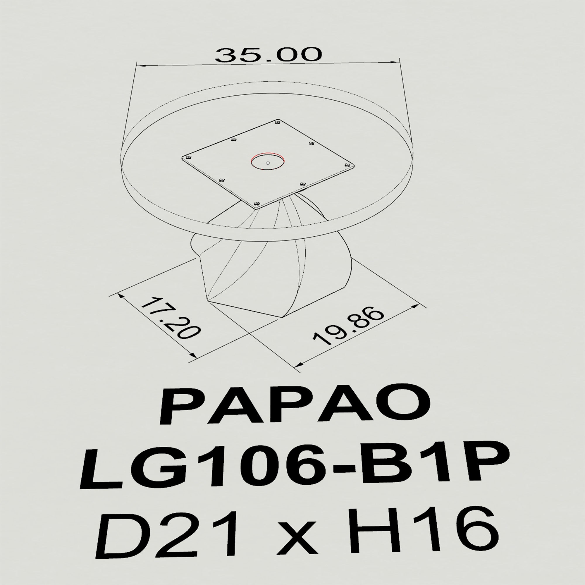 Metal Table Base Papao 16" H for Coffee Wood Table - 3d drawings