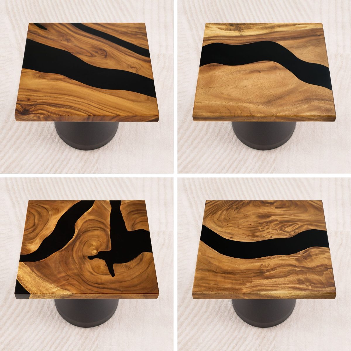 square epoxy resin side table 19 inches e