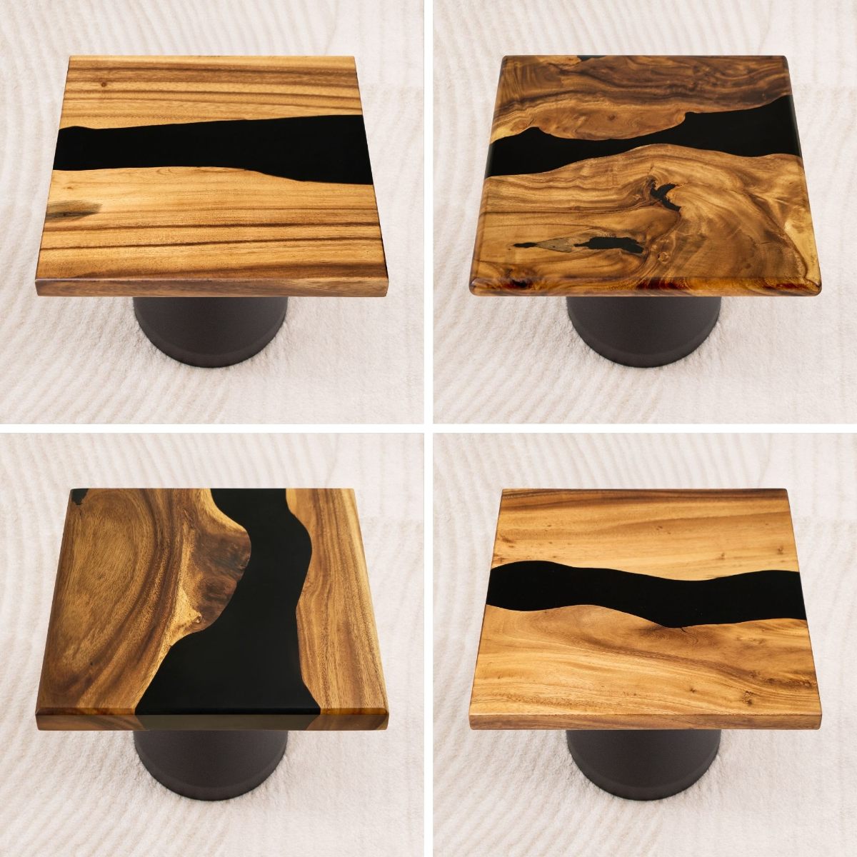 4 square black epoxy resin table top 15 inches