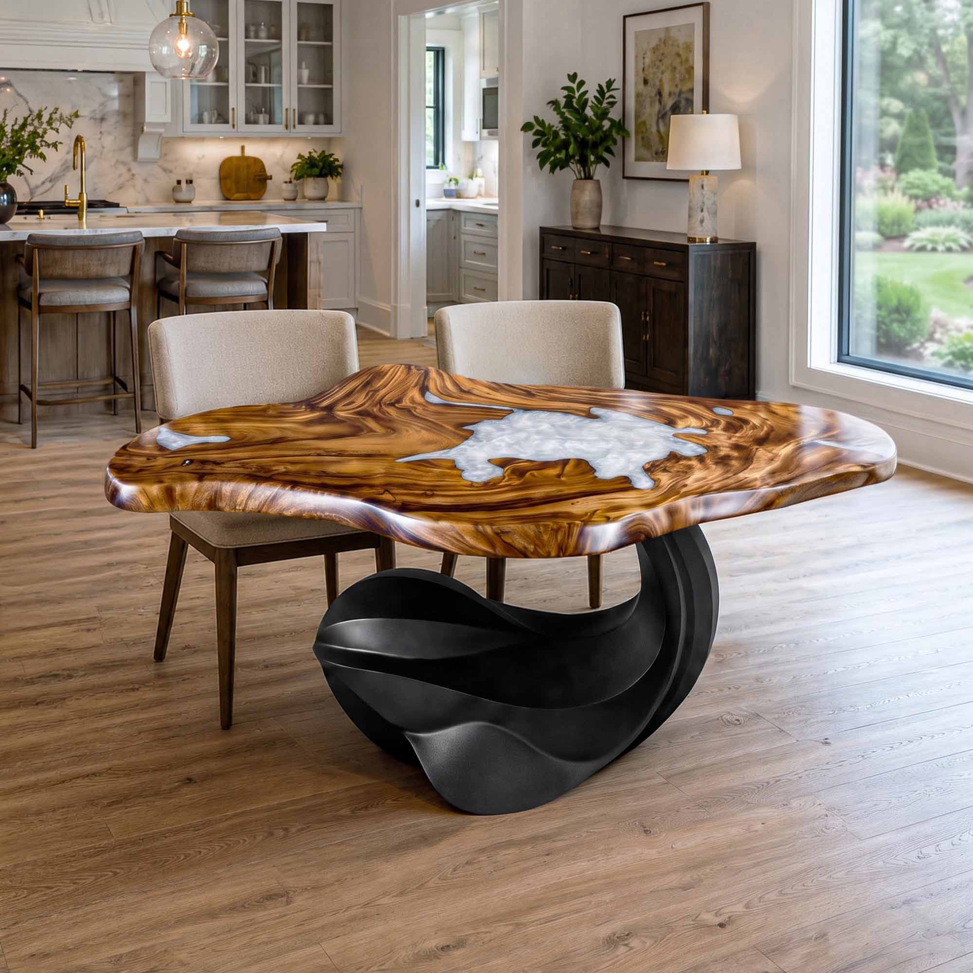 Live Edge Table Top 46" - 85" for Rustic Dining Tables and Desks - LE-56X40X26 interior