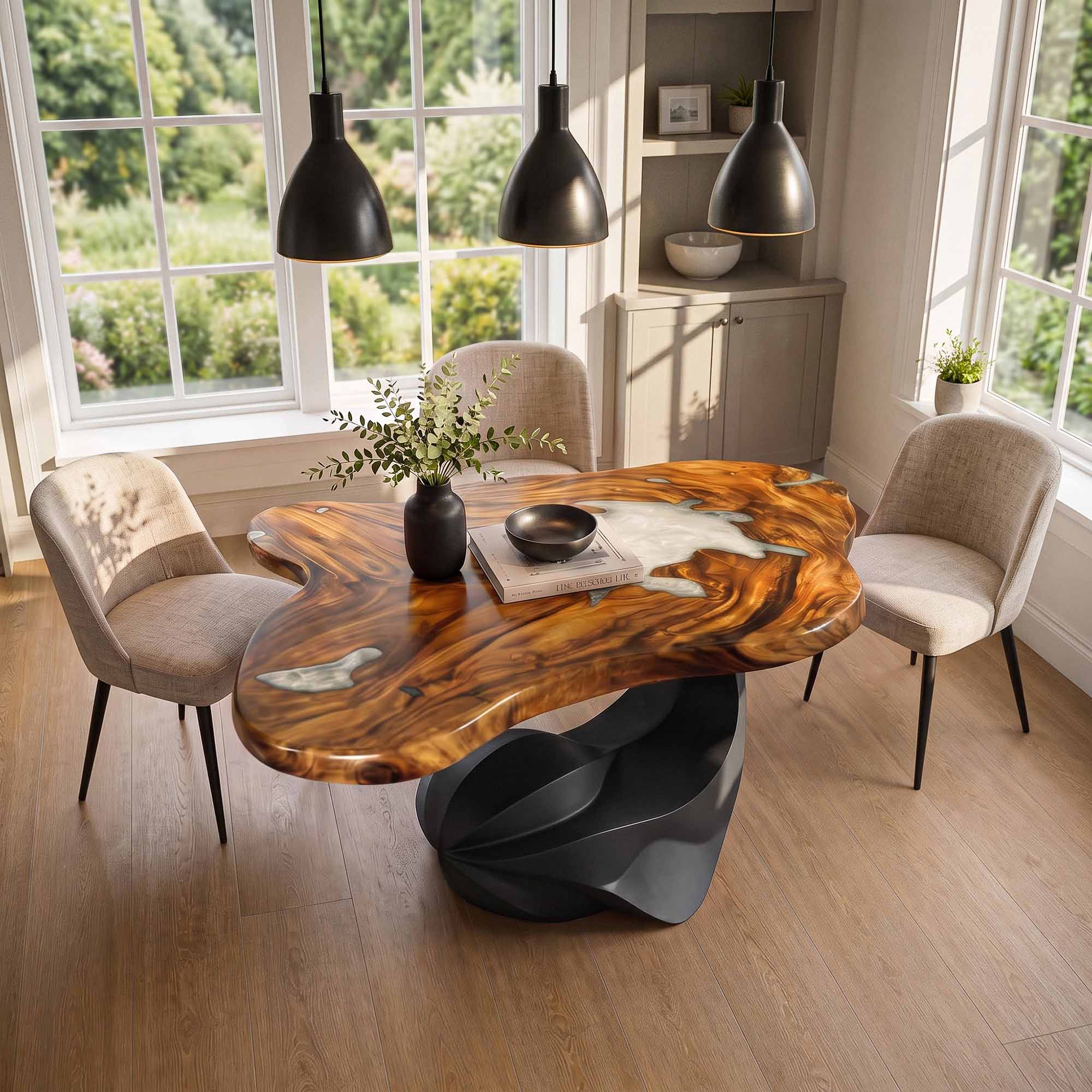 Live Edge Table Top 46" - 85" for Rustic Dining Tables and Desks - LE-56X40X26 interior