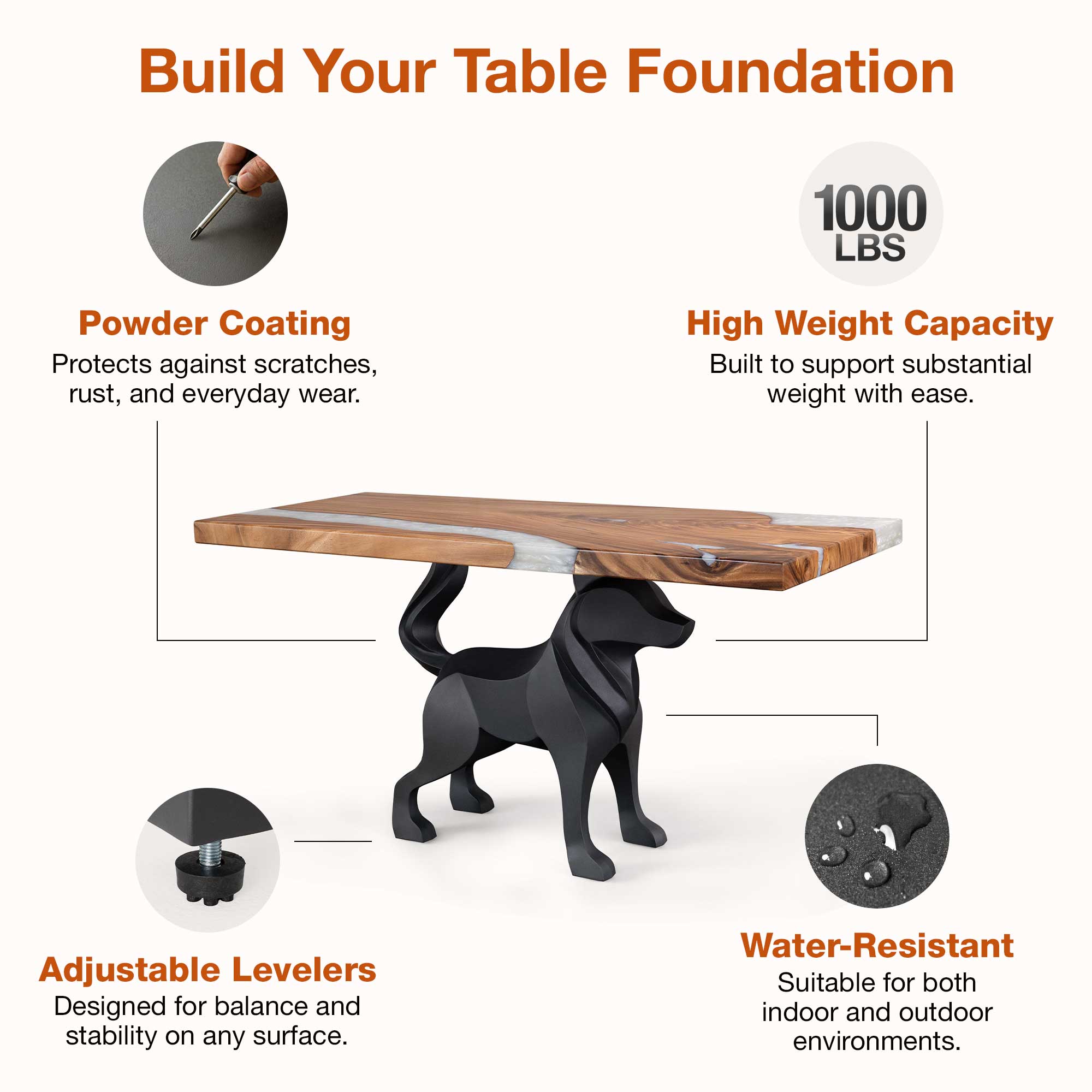 Metal Table Base Canis 28.5" H for Dining Table