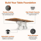 Dining Table with Polar Steel Table Base for Large Wooden Top