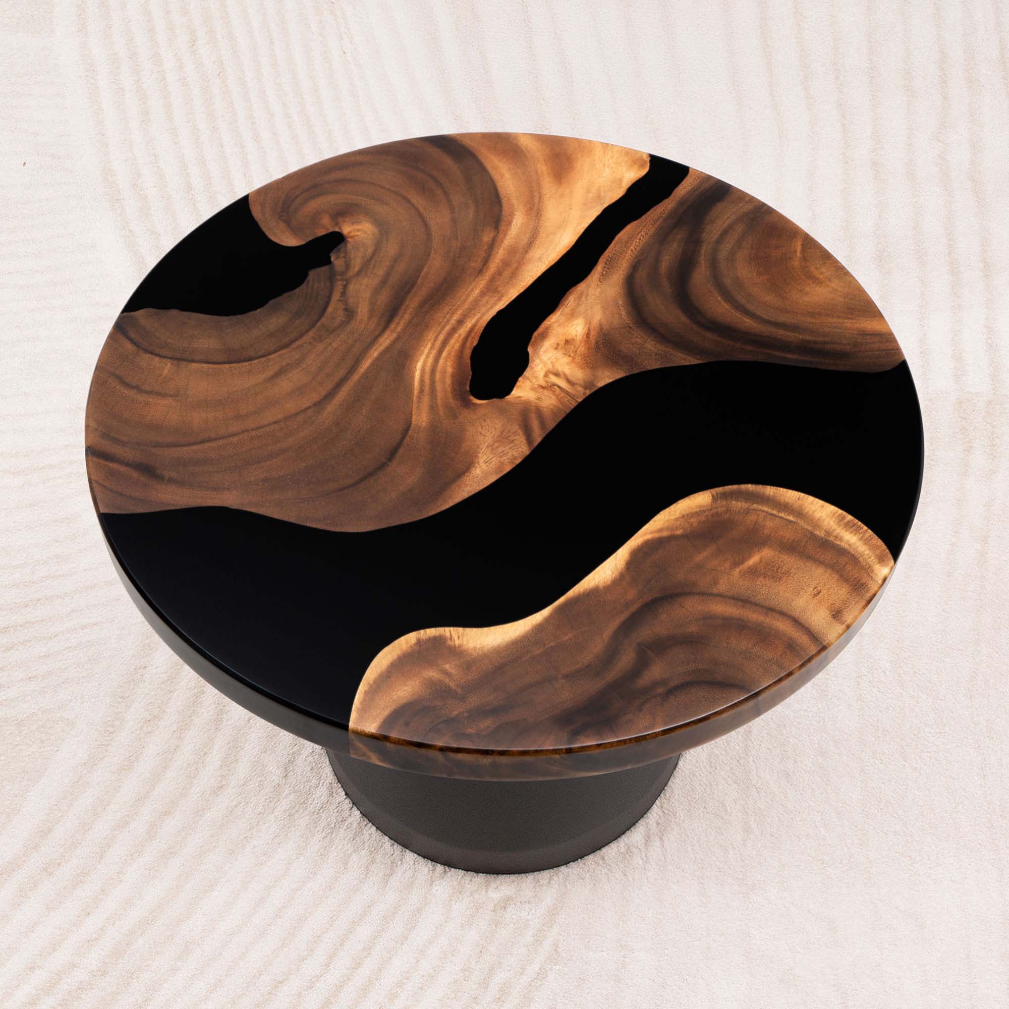 round epoxy table top 23 inches black resin 04
