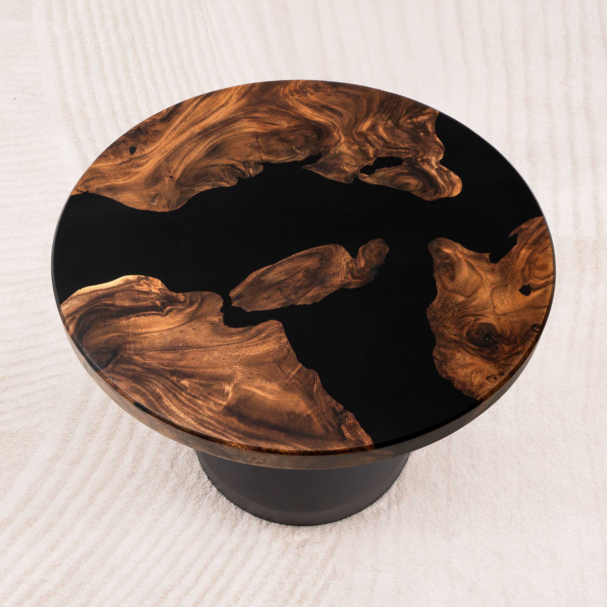round epoxy table top 23 inches black resin 05