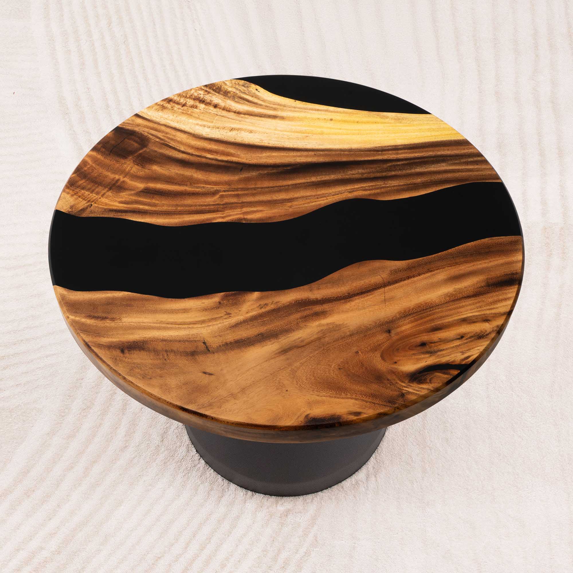 round epoxy table top 23 inches black resin 04