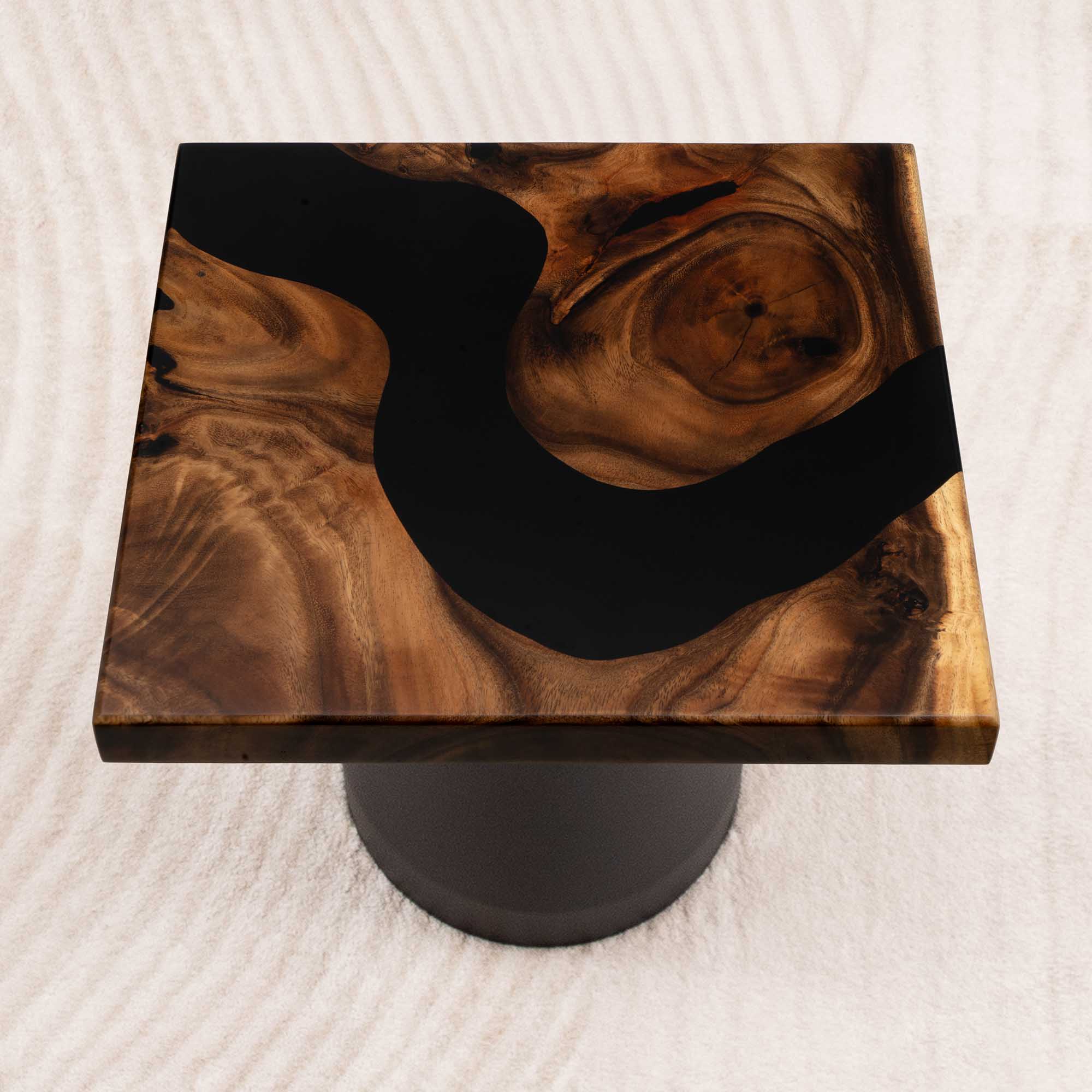 Square Handcrafted Epoxy Side Table Top 15 Inches