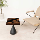 Square Handcrafted Epoxy Side Table Top 15 Inches