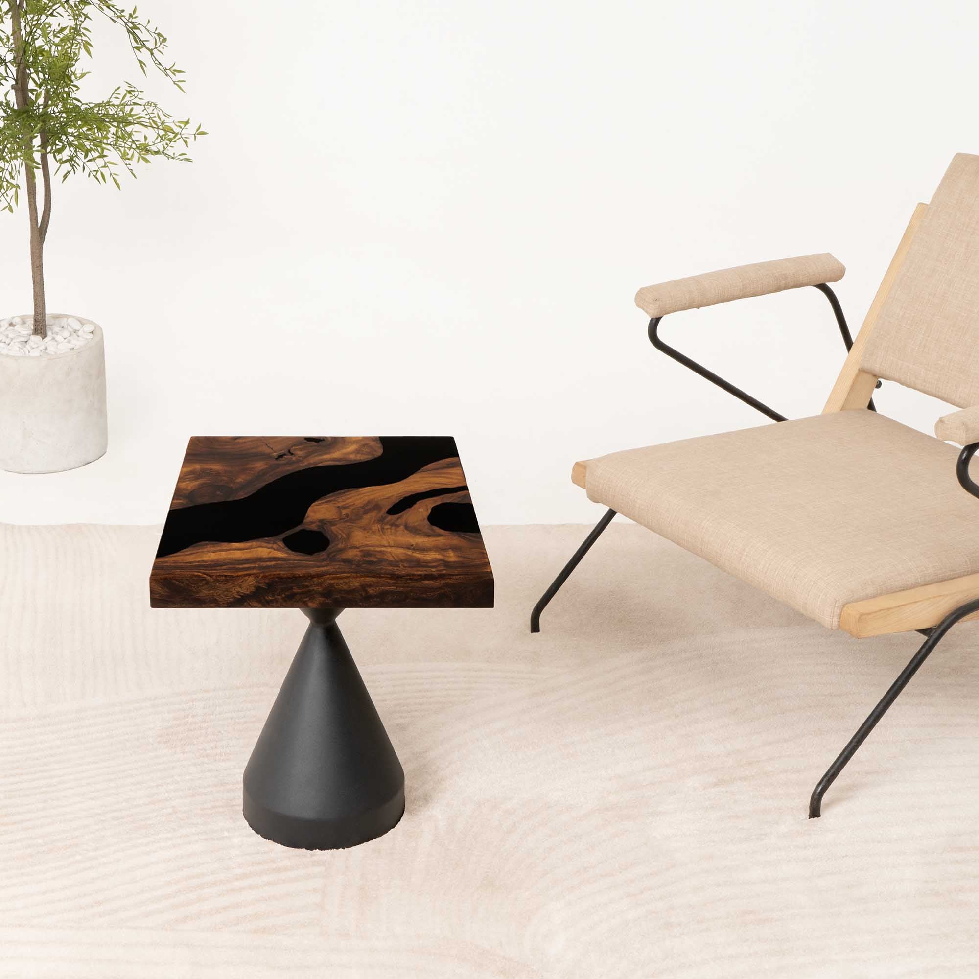Square Handcrafted Epoxy Side Table Top 15 Inches