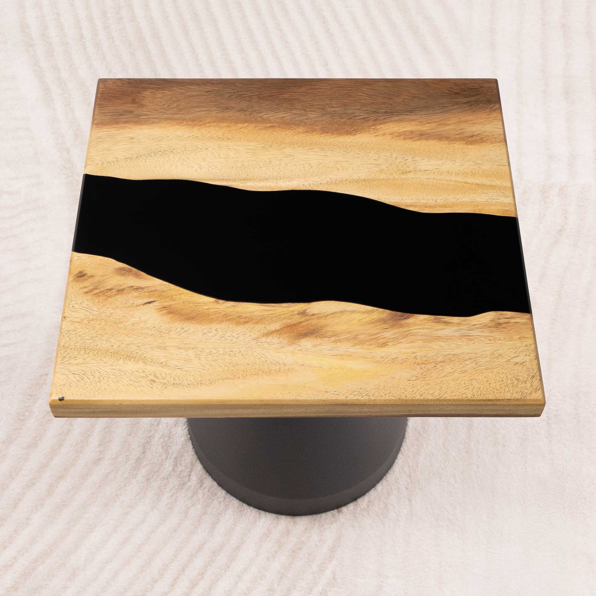 Square Black Epoxy Table Top 19 Inches