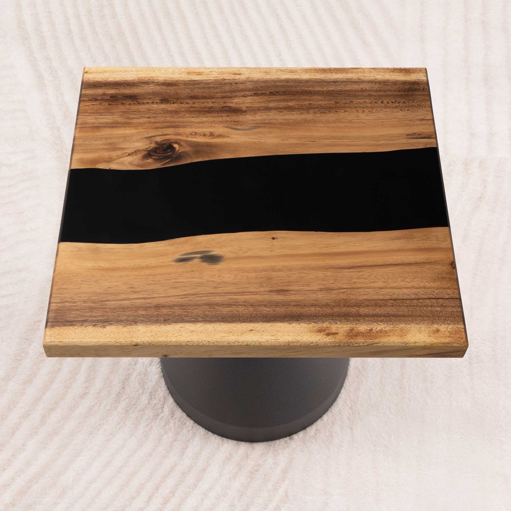 Square Black Epoxy Table Top 19 Inches