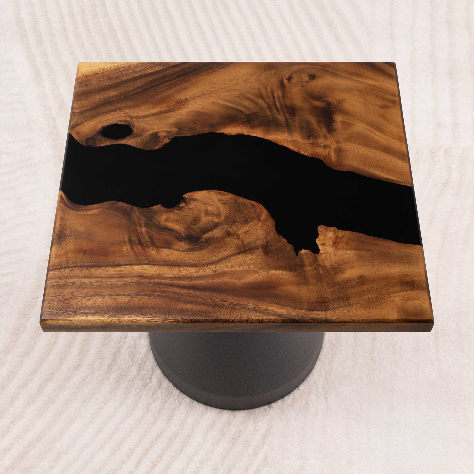 Square Wood Epoxy Dining Table Top 19 Inches