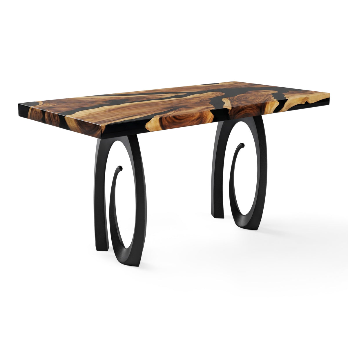 Bar Table 84" x 42" in Epoxy or Natural Wood for Home Bars - 602 Helyx - EP-SRE84x42 White background