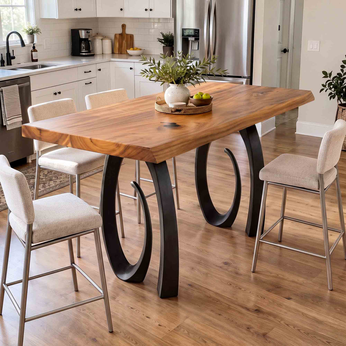 Bar Table 84" x 42" in Epoxy or Natural Wood for Home Bars - 602 Helyx - NA-SRE84x42 White background