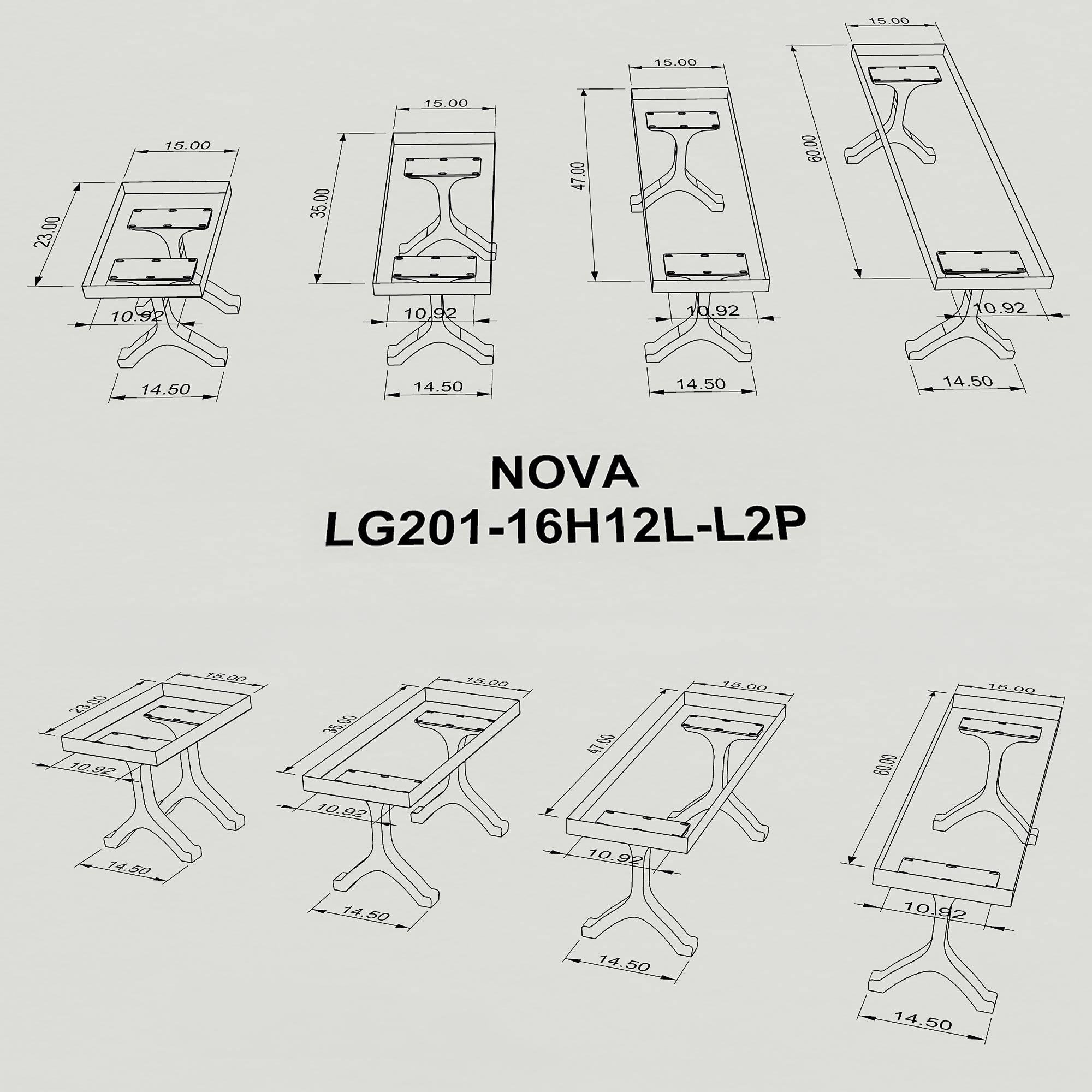 Bench 23" - 60" for Every Indoor and Outdoor Style  201 Nova - 3D drawings
