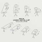 Bench 23" - 60" with MCM Steel Legs for Entryway & Hallway 203 Wilis - 3D Drawing