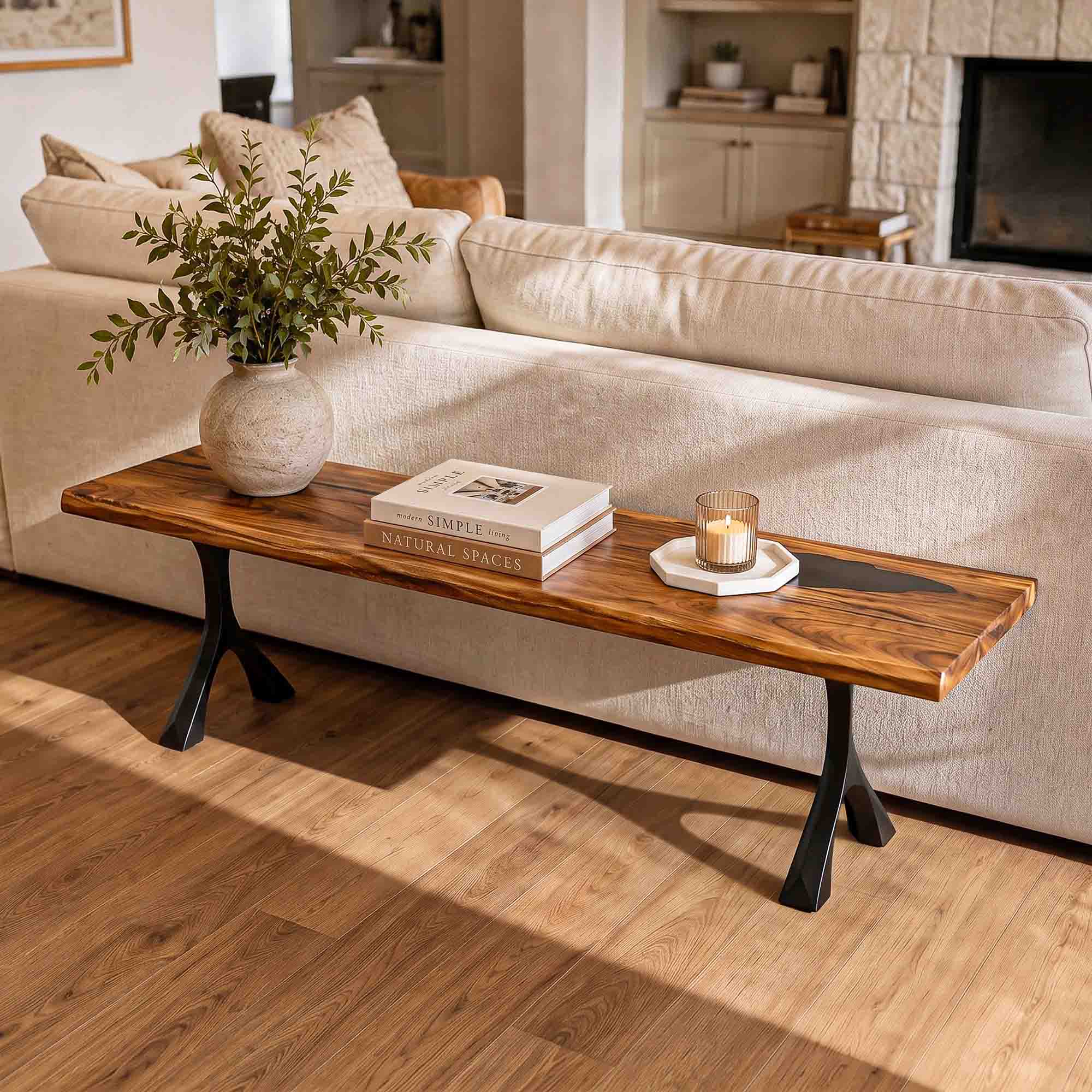 Bench 23" - 60" with MCM Steel Legs for Entryway & Hallway 203 Wilis - interior 
