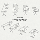 Bench 23" - 60" with Steel Legs for Bedroom & End of Bed - 204 Goblet - 3D Drawing