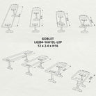 Bench 23" - 60" with Steel Legs for Bedroom & End of Bed - 204 Goblet - 3D Drawings