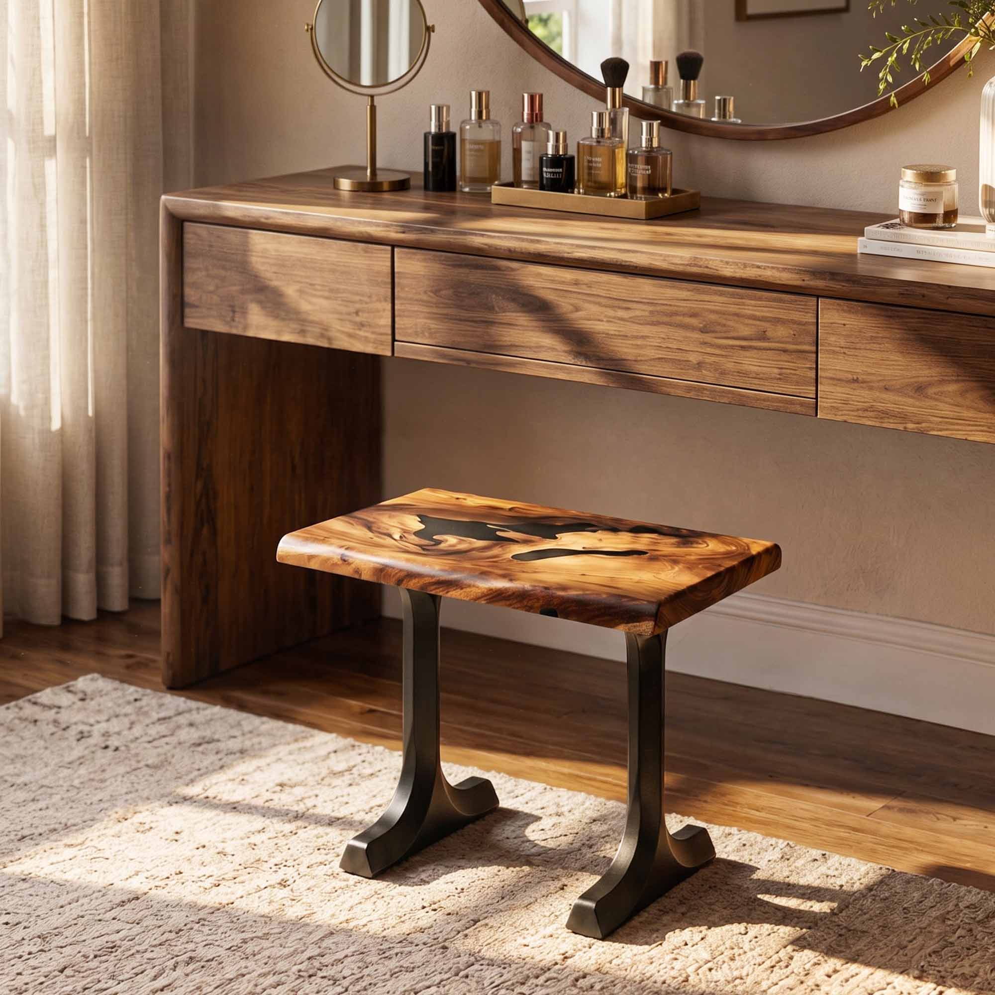 Bench 23" - 60" with Steel Legs for Bedroom & End of Bed - 204 Goblet - interior