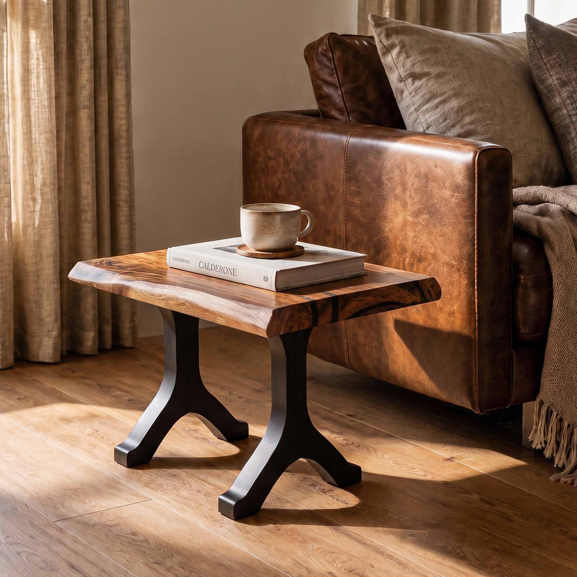 solid wood bench top with natural live edge grain