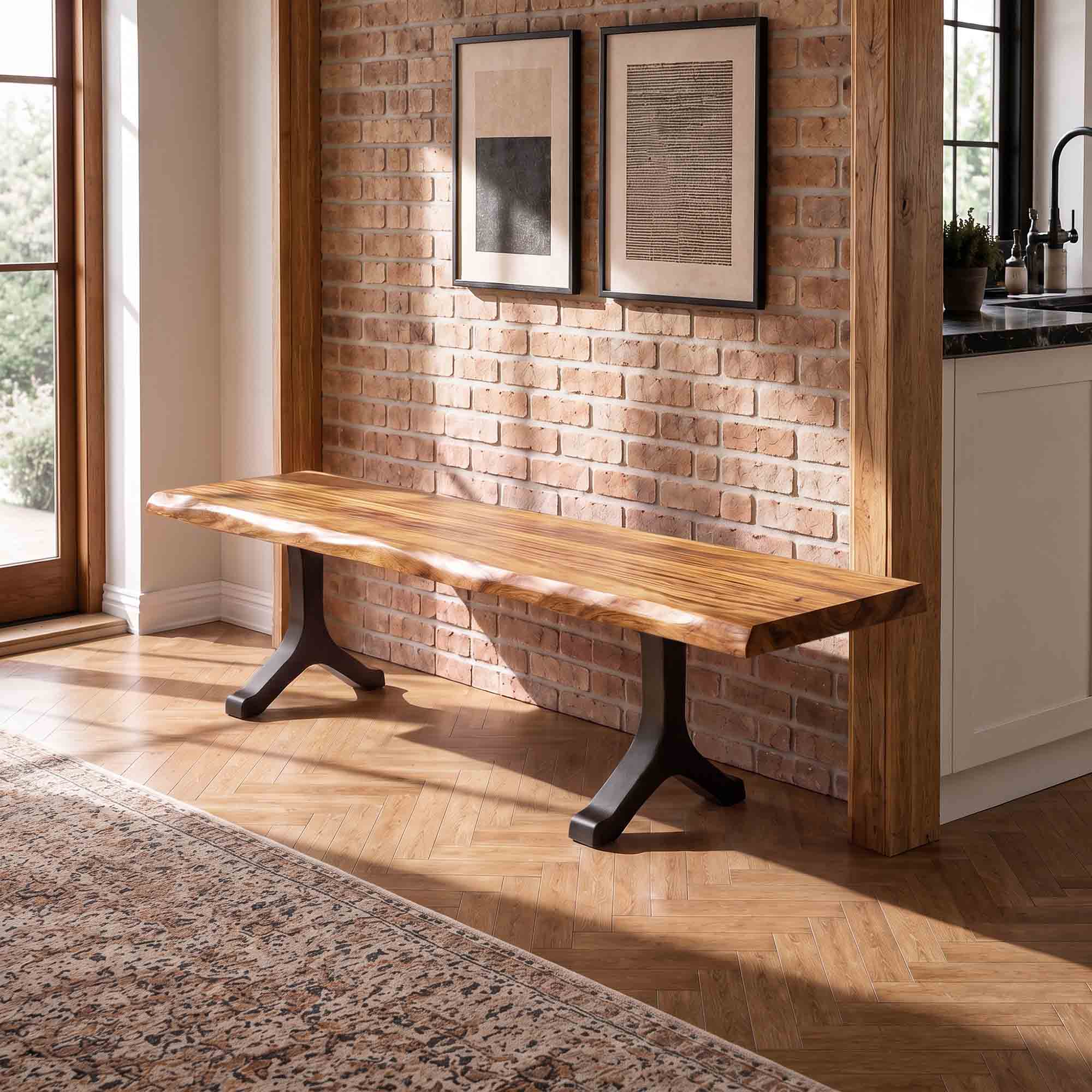 Handcrafted bench top made from kiln-dried hardwood