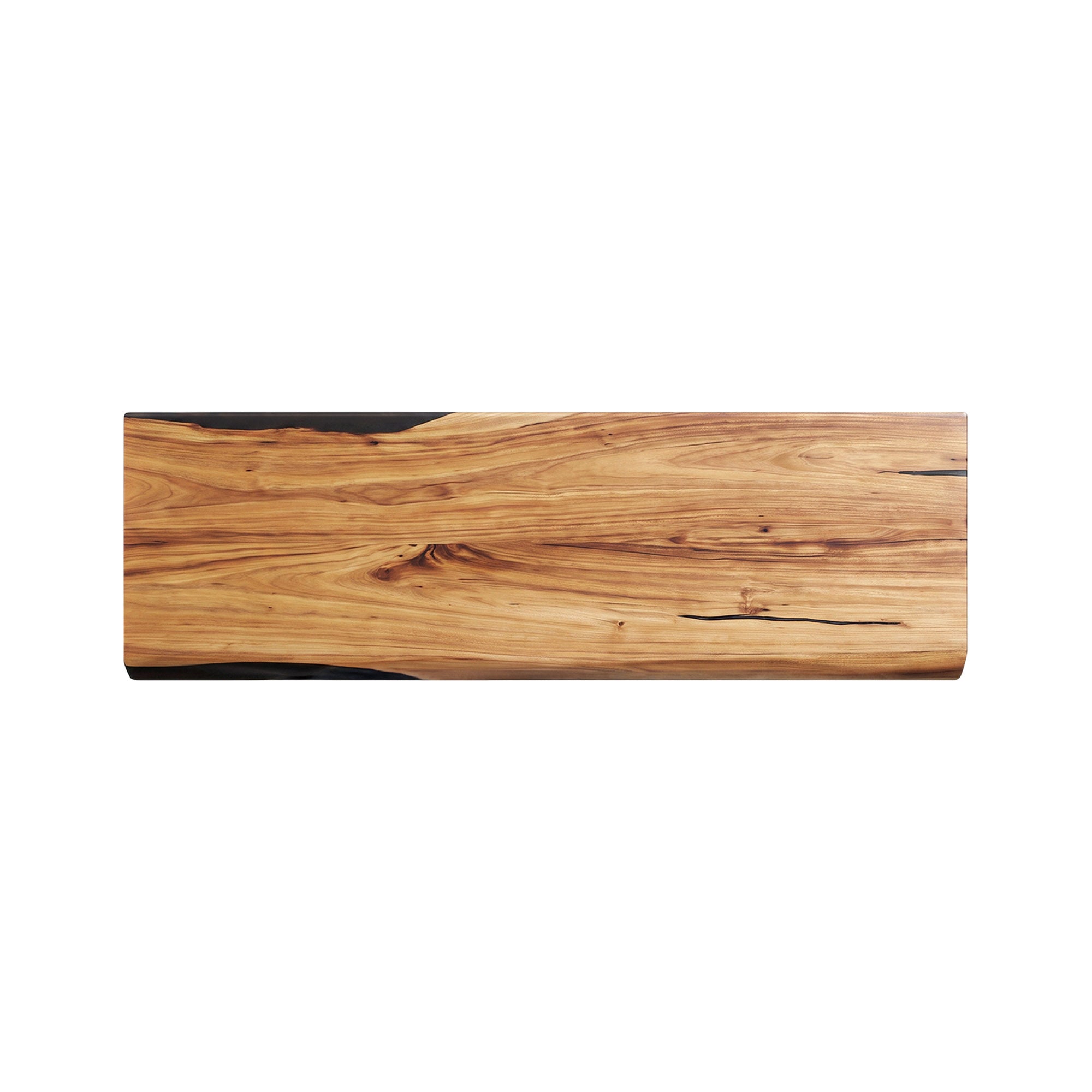 Walnut slab bench top with rich natural wood grain
