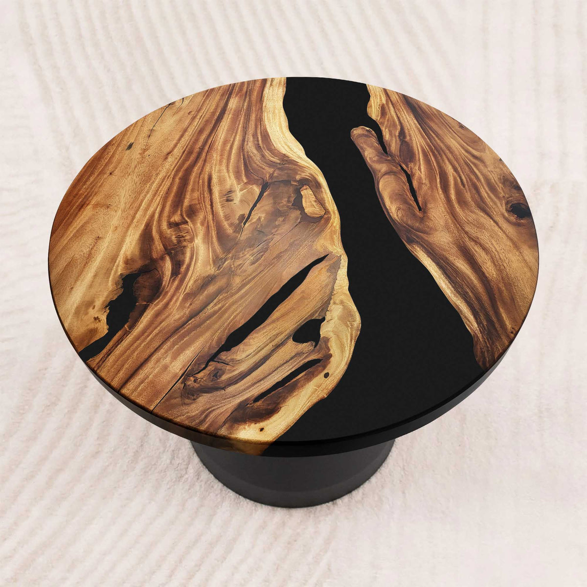 Coffee Table 19" to 47" for Sofa Side to Center - 120 Nour - round epoxy 41" top