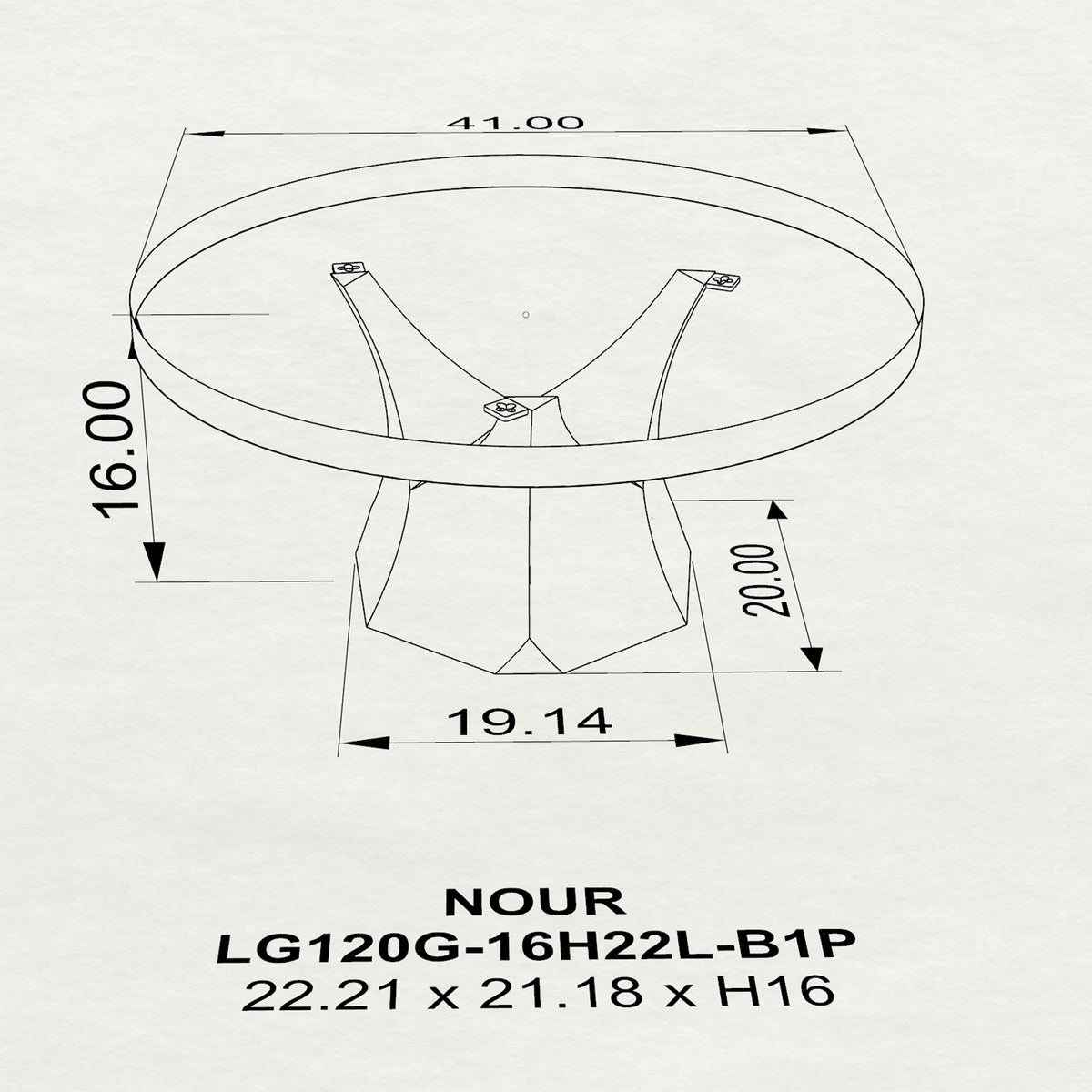 Coffee Table 19" to 47" for Sofa Side to Center - 120G Nour - 3D Drawings