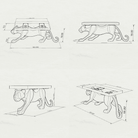 Coffee Table 35" with Panther Base for Bold Living Room - 703S Panthera - 3D Drawings