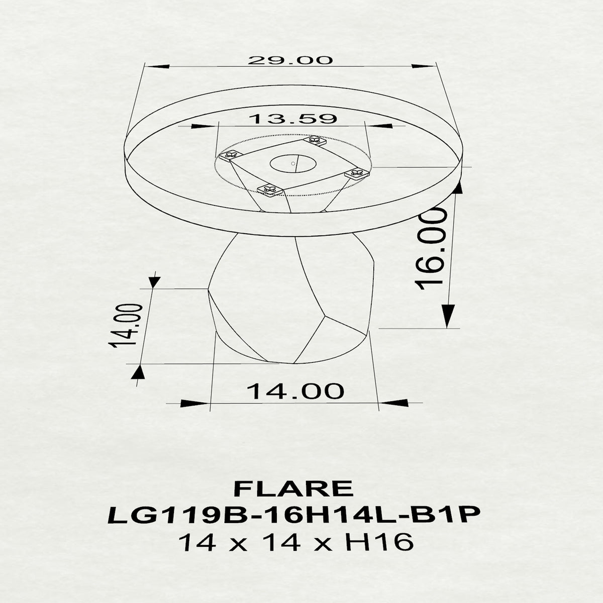 Coffee Table for Modern Living Space, Handcrafted Unique Design - 119B Flare - 3D Drawings