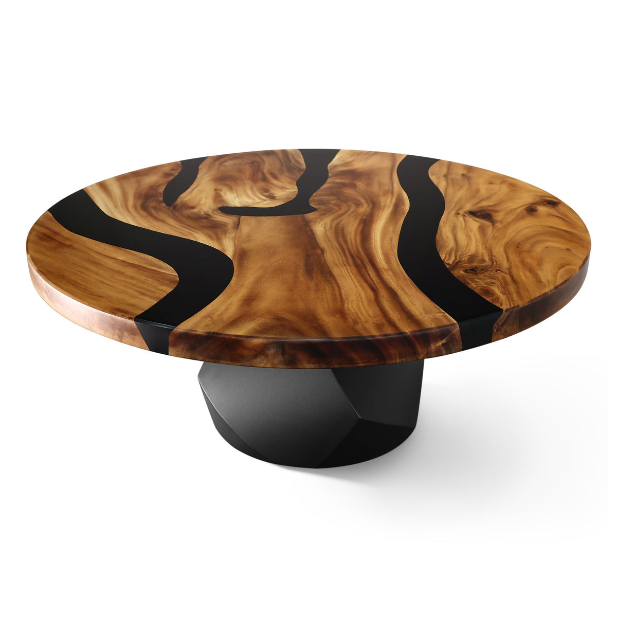 Coffee Table for Modern Living Space, Handcrafted Unique Design - 119G  Flare - SRU41 White background