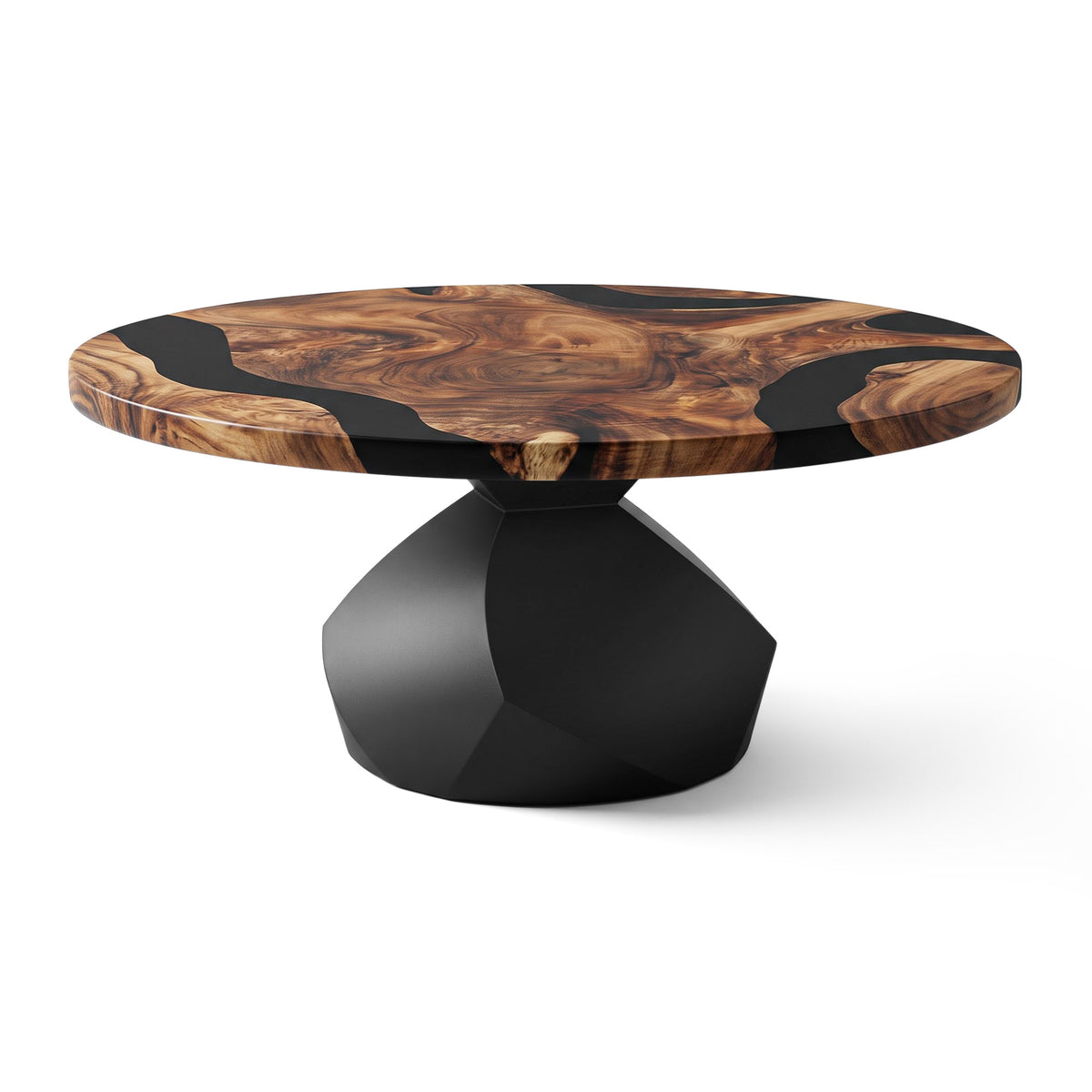 Coffee Table for Modern Living Space, Handcrafted Unique Design - 119G Flare - White background 