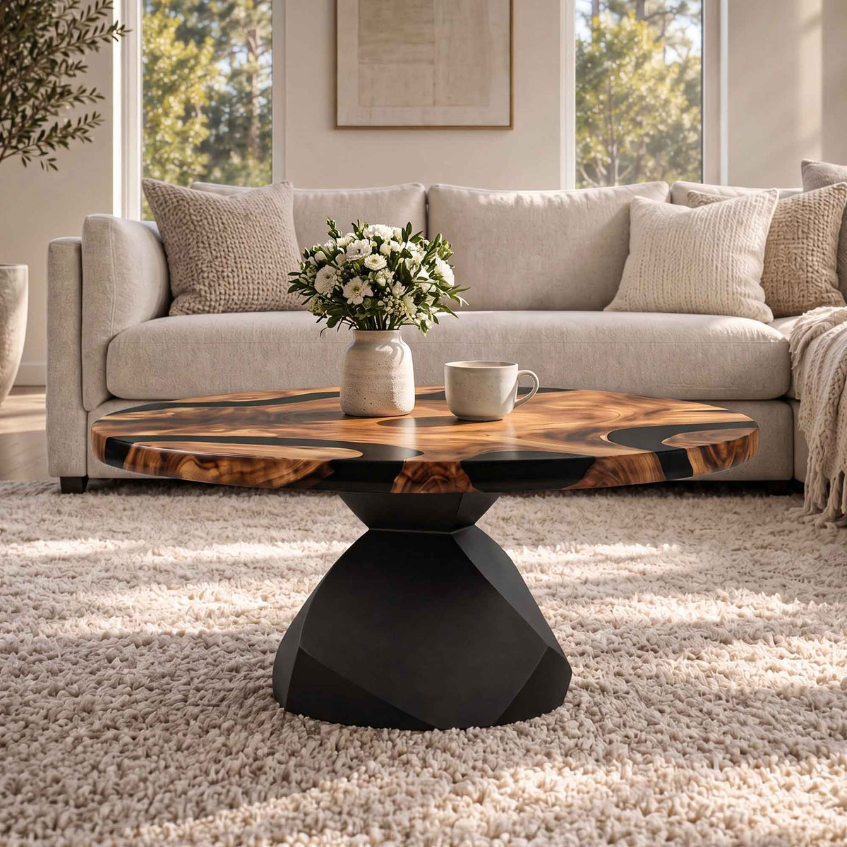 Coffee Table for Modern Living Space, Handcrafted Unique Design - 119G Flare - Interior 