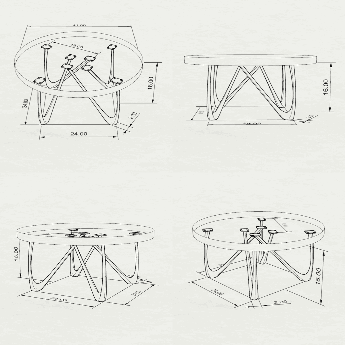 Coffee Table Round or Square for Scandinavian Homes - 125B Vale - SRU41 3D Drawings