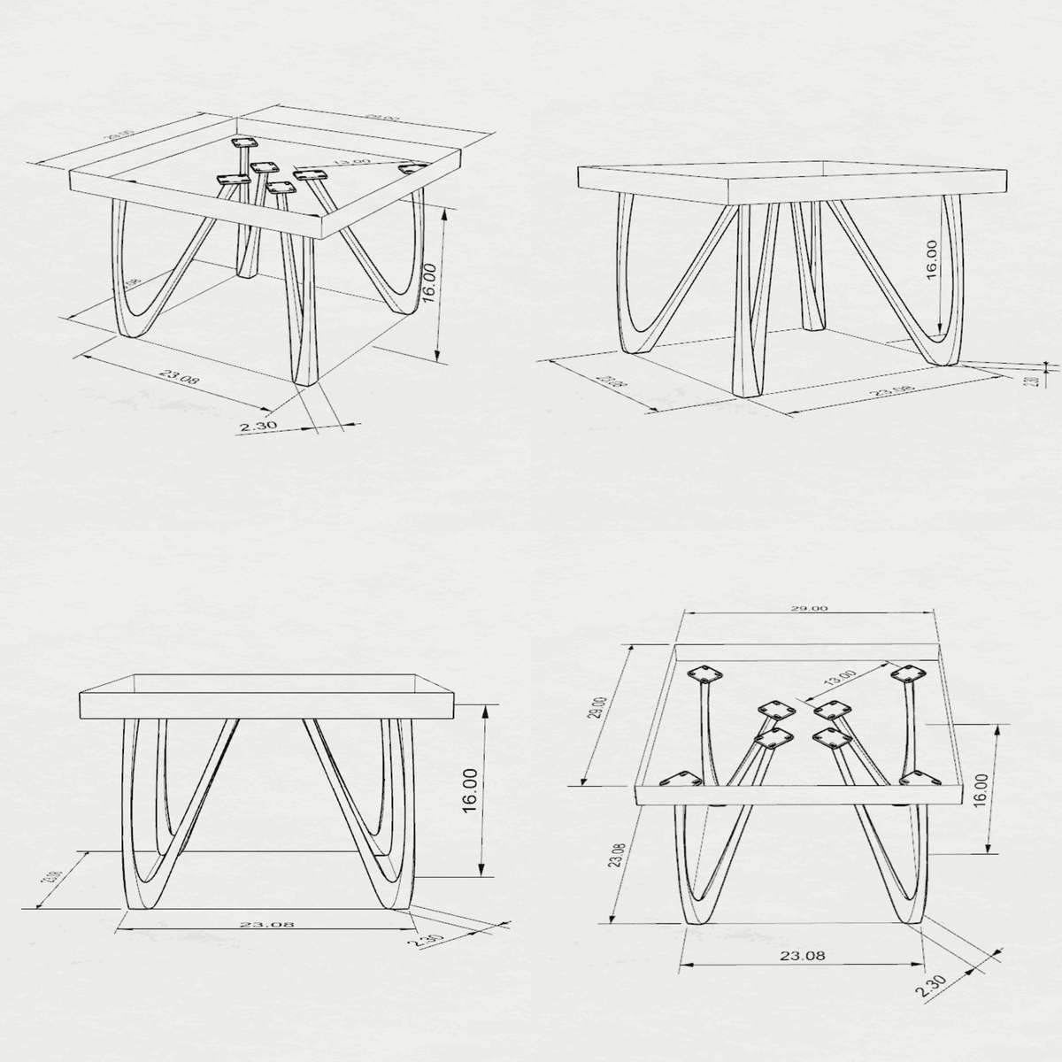 Coffee Table Round or Square for Scandinavian Homes - 125 Vale - SSQ29 3D Drawings